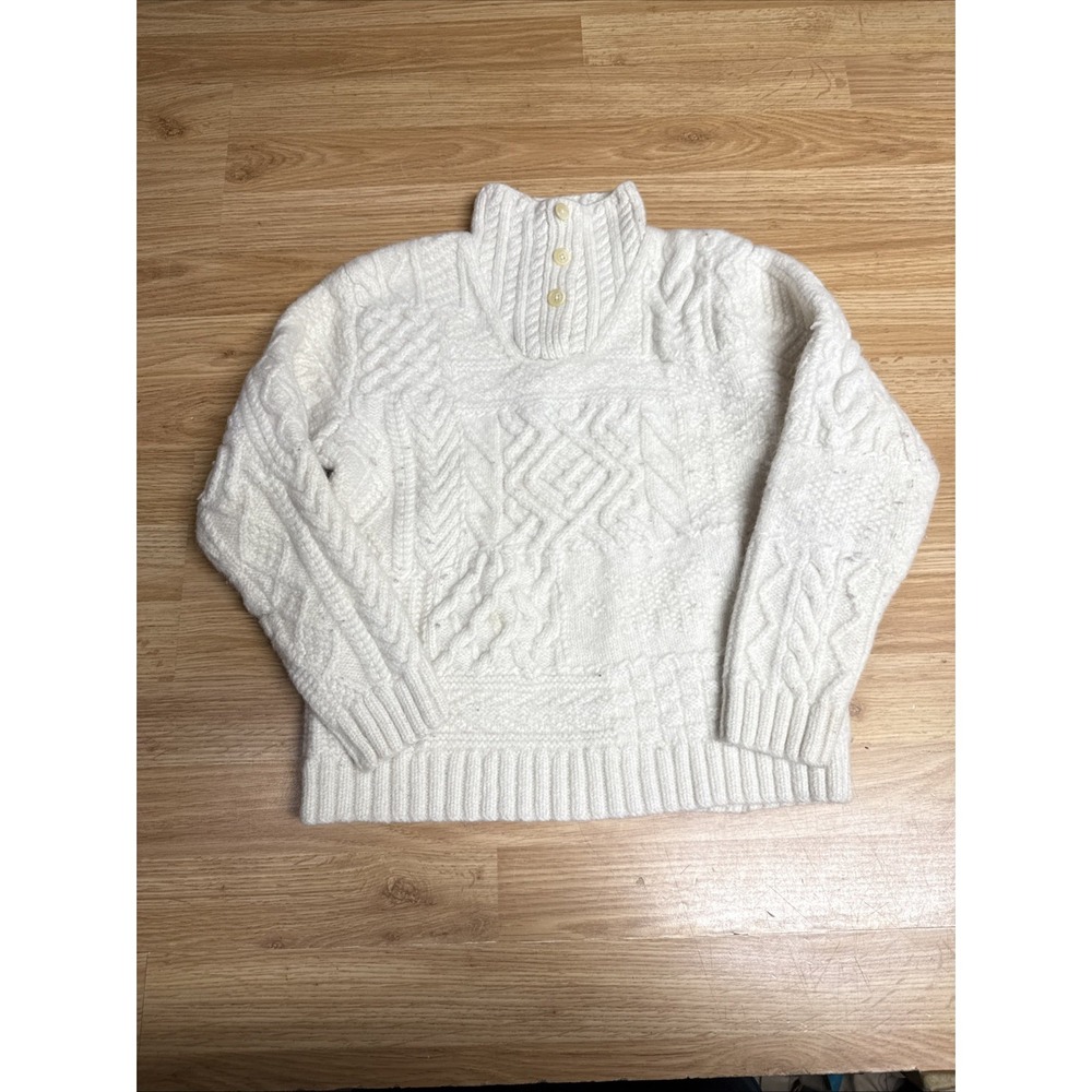 Vintage Womens Turtleneck‎ Sweater XS Petite Wool Cream Classic Fishermancore
